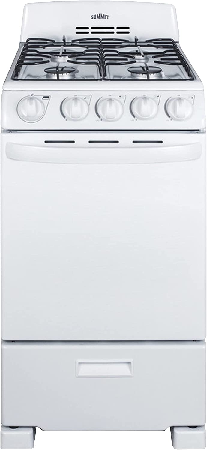 Summit RG200WS 20&#34;&#34; Freestanding Gas Range with 4 Burners 2.3 cu. ft. Oven Capacity Broiler Compartment ADA Compliant in White