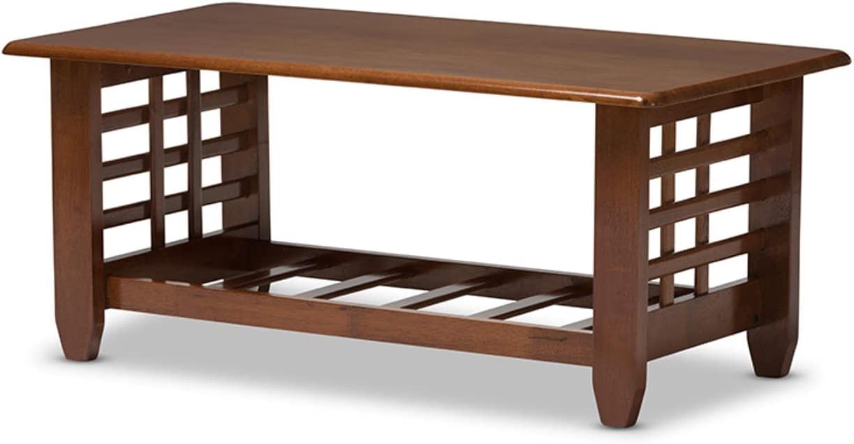 Baxton Studio Larissa Modern Classic Mission Style Living Room Occasional Coffee Table Cherry Brown/Contemporary