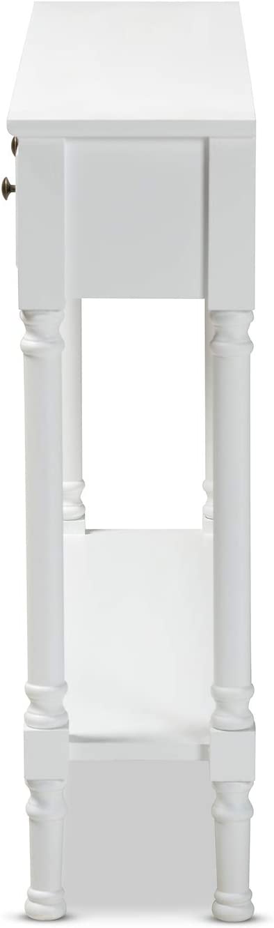 Baxton Studio Calvin Classic and Traditional French Farmhouse White Finished Wood 3-Drawer Entryway Console Table