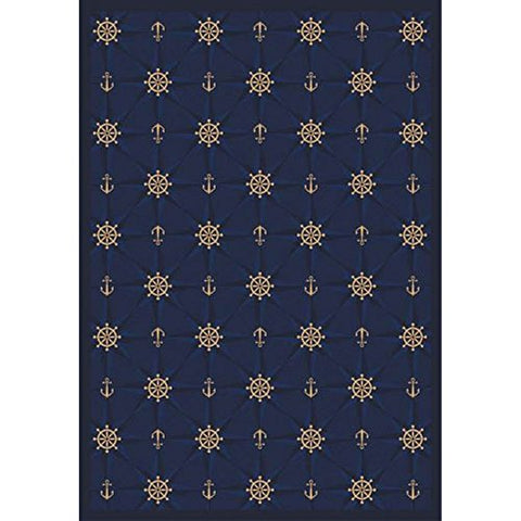 Joy Carpets Kaleidoscope Mariners Tale Whimsical Area Rugs, 92-Inch by 129-Inch by 0.36-Inch, Navy
