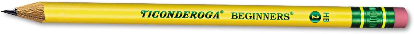 DIXON Ticonderoga Beginners Wood Pencil W/o Eraser, #2, Yellow, Dozen