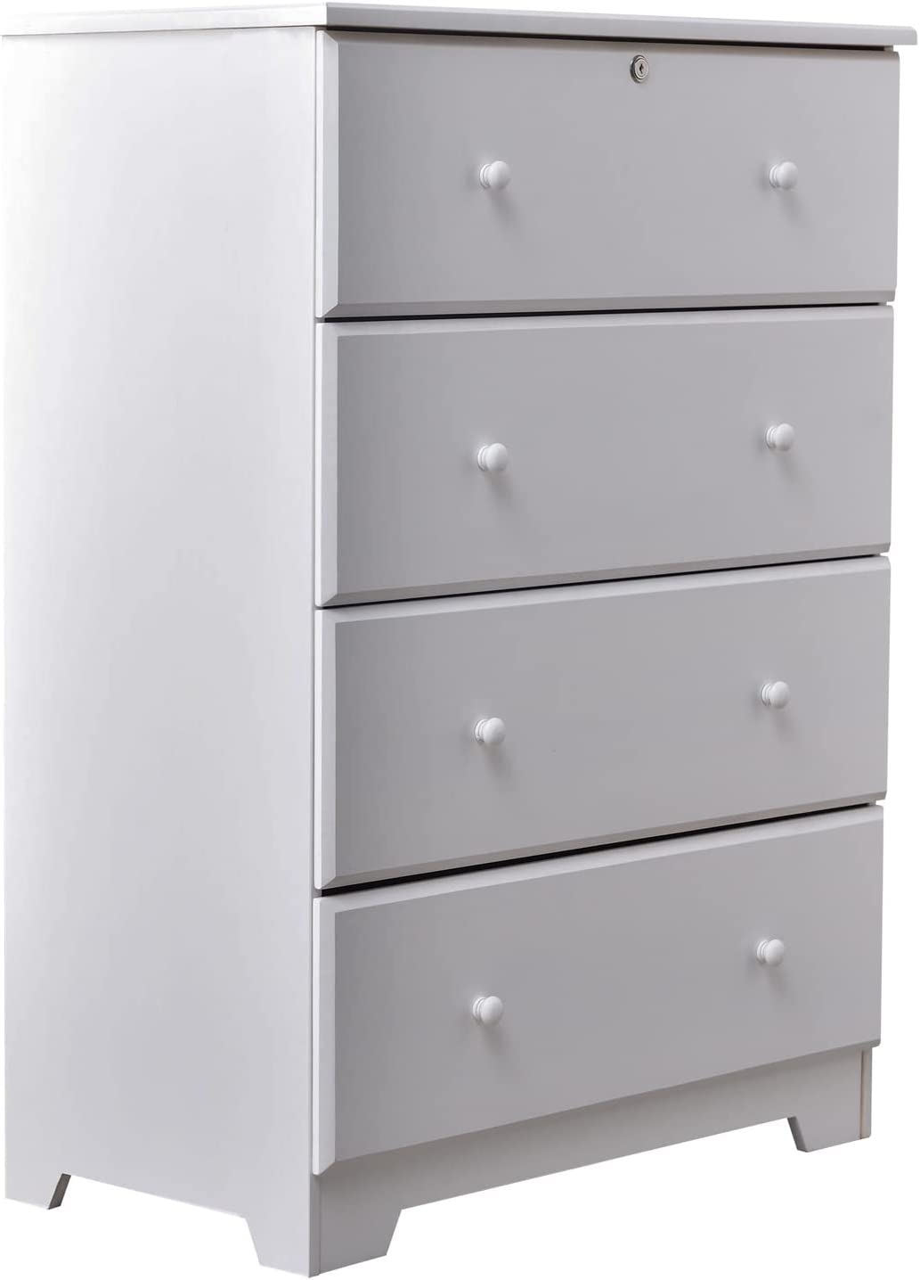 Better Home Products Isabela Solid Pine Wood 4 Drawer Chest Dresser in White