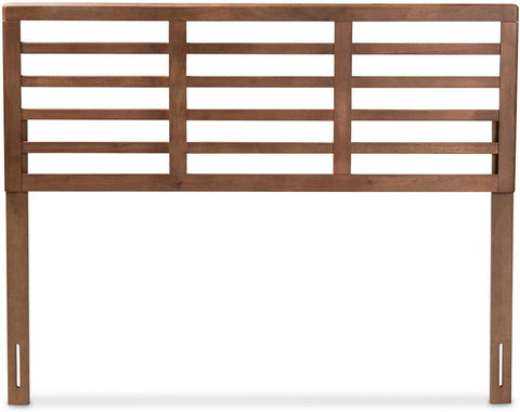 Baxton Studio Salome Mid-Century Modern Walnut Brown Finished Wood Full Size Open Slat Headboard