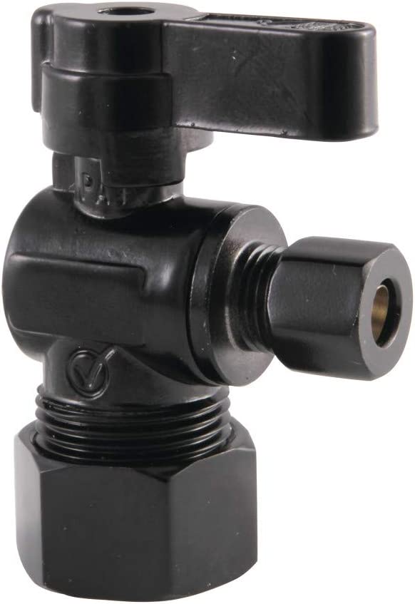 Kingston Brass KF5814MB 5/8&#34; x 1/4&#34; O.D. Comp Angle Stop Valve, Matte Black