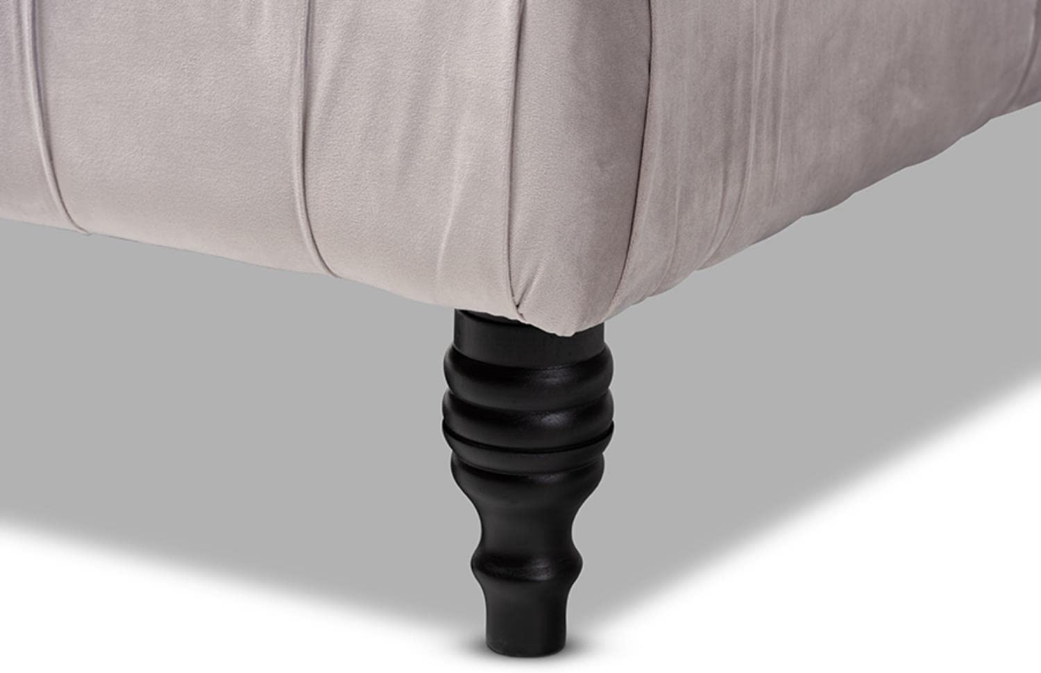 Velvet Fabric Button Tufted Cocktail Ottoman in Gray