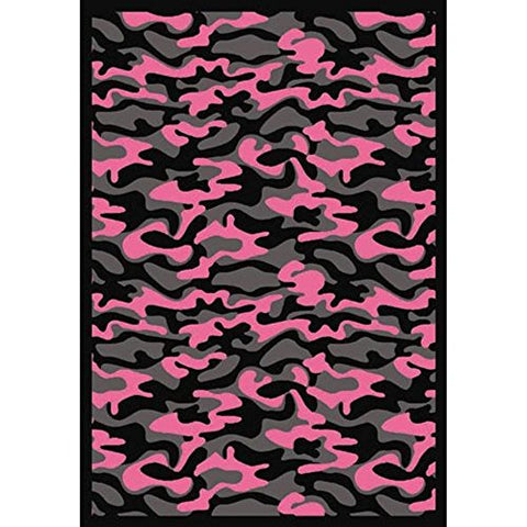 Joy Carpets Kaleidoscope Funky Camo Whimsical Area Rugs, 64-Inch by 92-Inch by 0.36-Inch, Pink