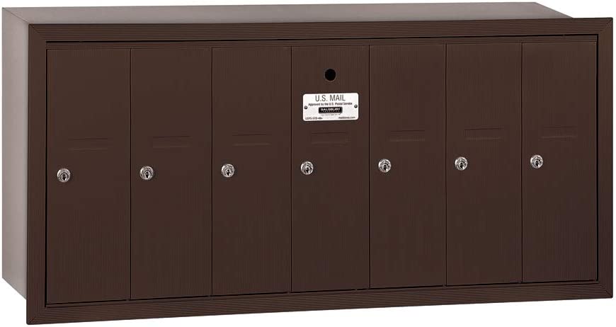 Salsbury Industries 3507ZRU Recessed Mounted Vertical Mailbox for use with USPS Lock, 7 Doors, Bronze