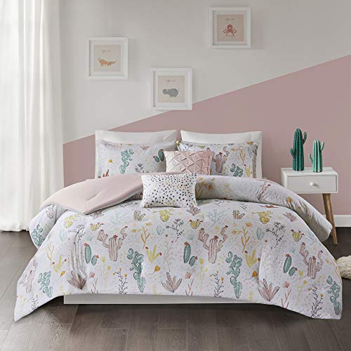 Urban Habitat Kids 100% Cotton Comforter Set - Fun Print and Vibrant Color Modern Design All Season Cozy Bedding, Matching Shams, Decorative Pillow, Full/Queen, Desert Bloom Multi with 2 dec pillows