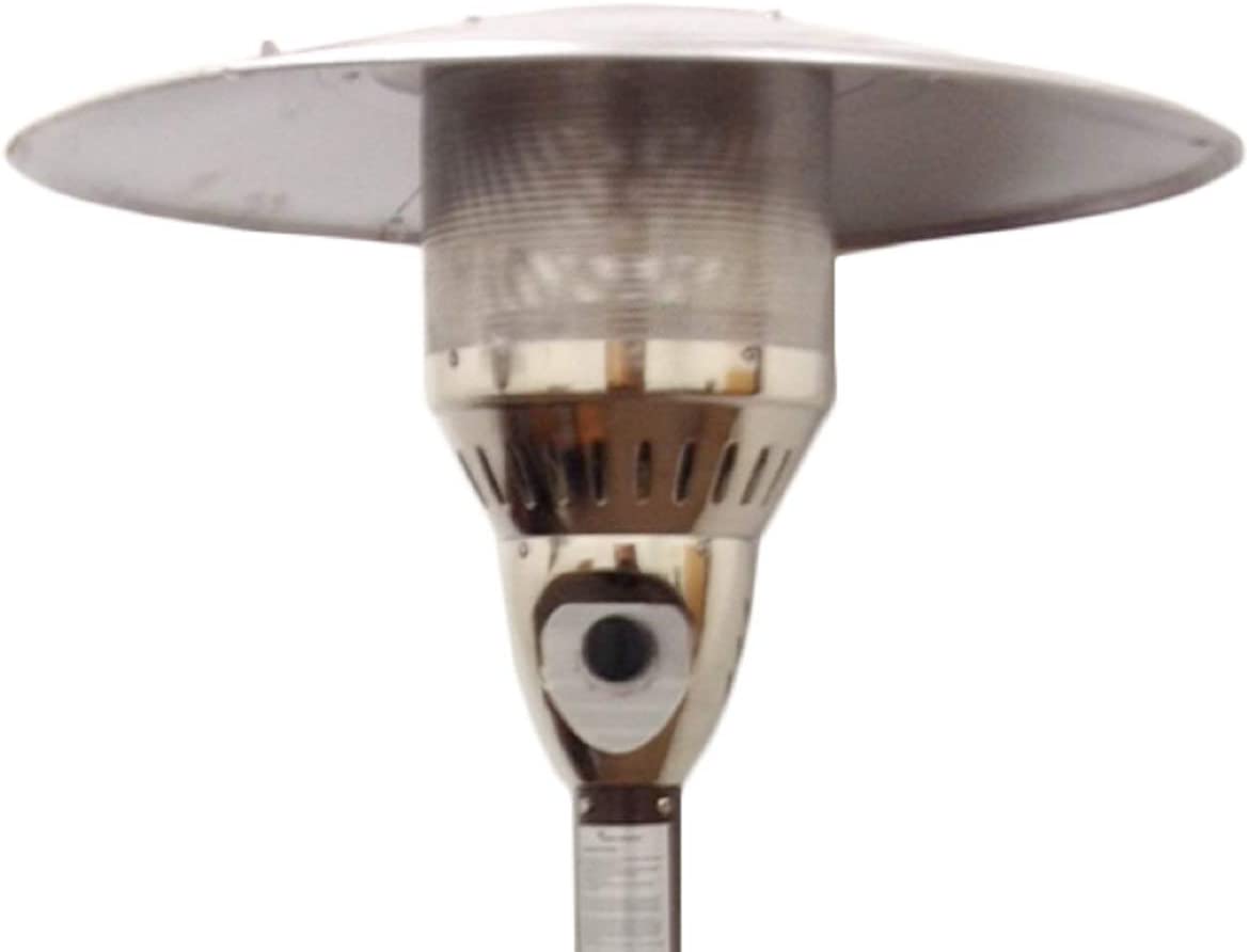 Hiland NG-HB Tall Natural G as Patio Heater, 41,000 BTU, 33&#34; Heat Shield, Built In Ground Fixtures, Hammered Bronze/SS