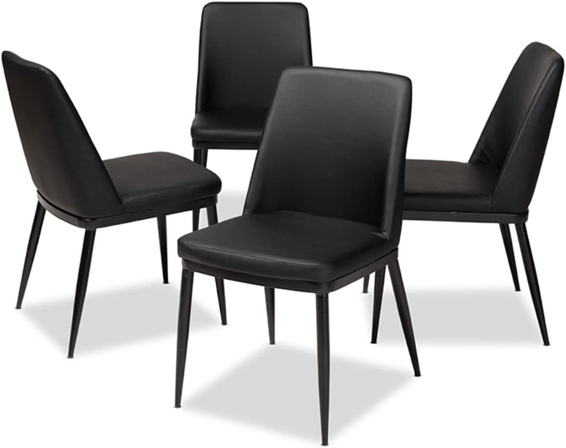 Baxton Studio Darcell Modern and Contemporary Black Faux Leather Upholstered Dining Chair