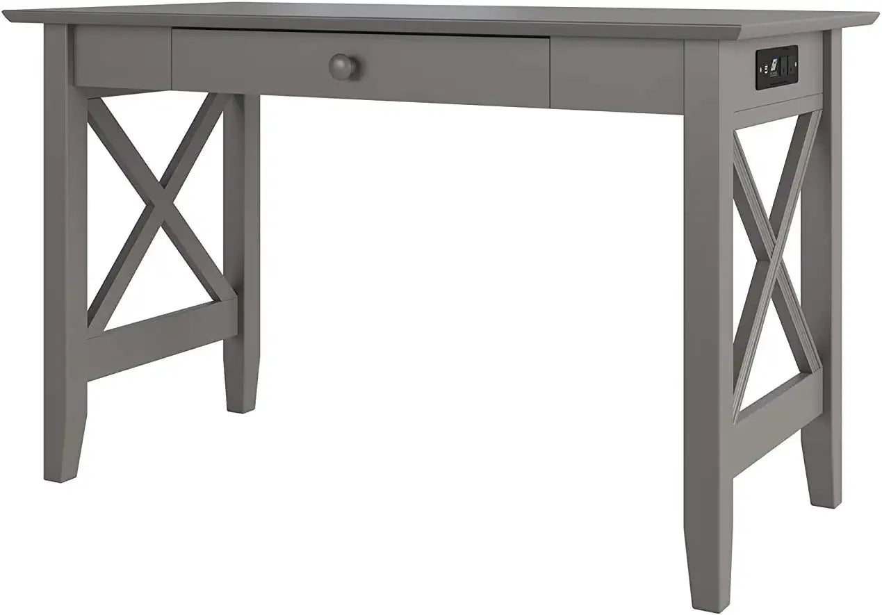 AFI Lexi Desk with Drawer with Charging Station, Grey