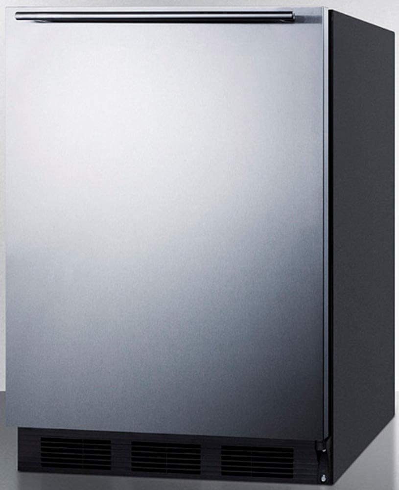 Summit Appliance FF7BKBISSHH Commercially Listed Built-in Undercounter All-Refrigerator for General Purpose Use with Auto Defrost, Stainless Steel Wrapped Door, Horizontal Handle and Black Cabinet