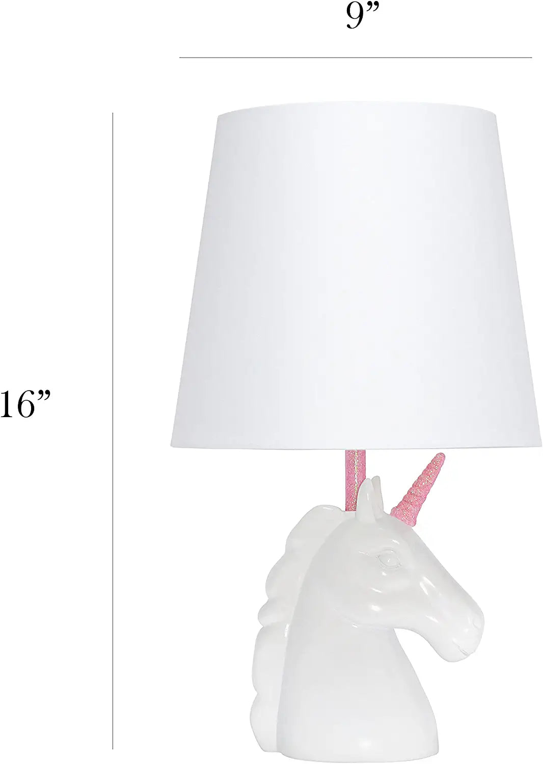 Simple Designs LT1078-SLV Sparkling Glitter Unicorn Table Lamp, Silver