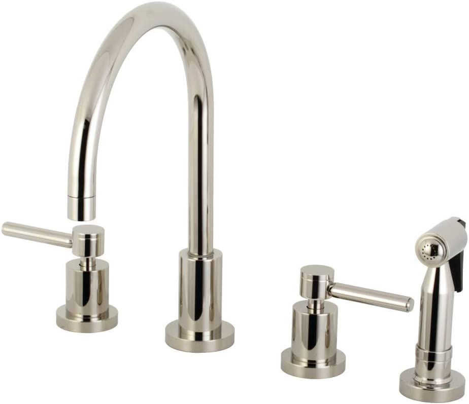 Kingston Brass KS8726DLBS Concord Widespread Kitchen Faucet, Polished Nickel