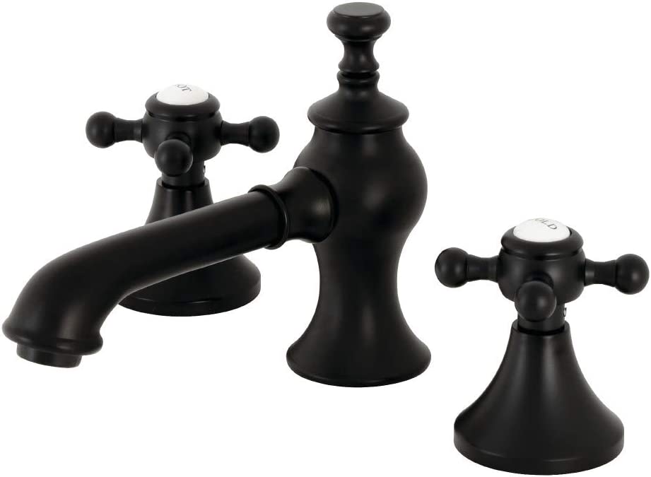 Kingston Brass KC7060BX English Country Widespread Bathroom Faucet, Matte Black