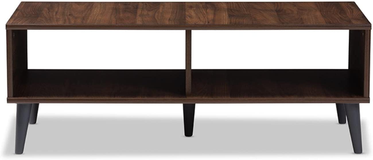 Baxton Studio Pierre Mid-Century Modern Brown and Dark Grey Finished Wood Coffee Table