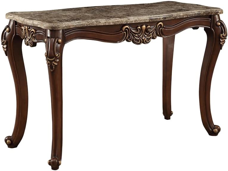 Acme Mehadi Rectangular Wooden Console Table with Queen Anne Legs in Walnut