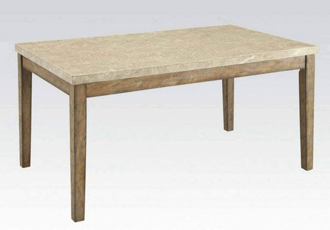 ACME Furniture Claudia Dining Table, White Marble/Salvage Brown