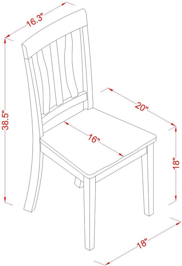 East West Furniture Antique Wooden Dining Chairs Wooden Seat and Buttermilk Hardwood Frame Kitchen Dining Chair Set of 2