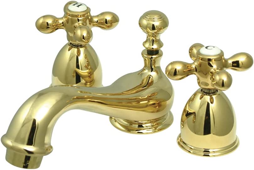 Kingston Brass KS3958AX Restoration Mini Widespread Lavatory Faucet with Metal Cross Handle, Satin Nickel