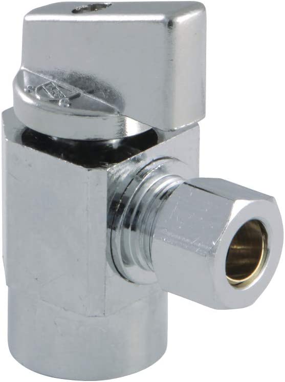 Kingston Brass KF43101CTL Columbia 1/2 Inch IPS x 3/8 Inch O.D Compression Quarter-Turn Angle Stop Valve, Polished Chrome