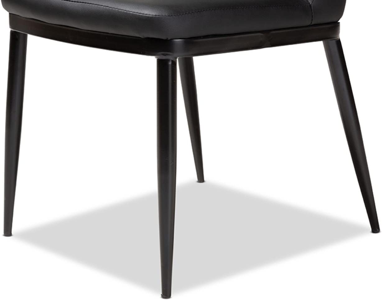 Baxton Studio Darcell Modern and Contemporary Black Faux Leather Upholstered Dining Chair