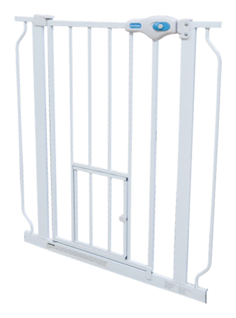 Carlson Pet Products 0945PW/0942PW Extra Tall Walk-Thru Pet Gate with Pet Door White, 29-34Wx41H in