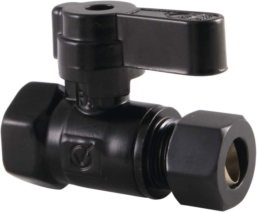 Kingston Brass KF3315MB Fip X 3/8 OD Comp Straight Stop Valve, Matte Black