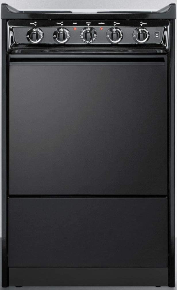 Summit Appliance TEM110CR 20&#34; Wide Slide-In Electric Range, Black, Chrome Drip Pans