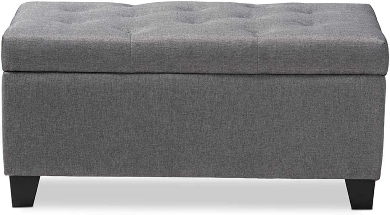 Baxton Studio Michaela Modern and Contemporary Grey Fabric Upholstered Storage Ottoman