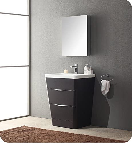 Fresca Milano 26" Chestnut Modern Bathroom Cabinet w/Integrated Sink