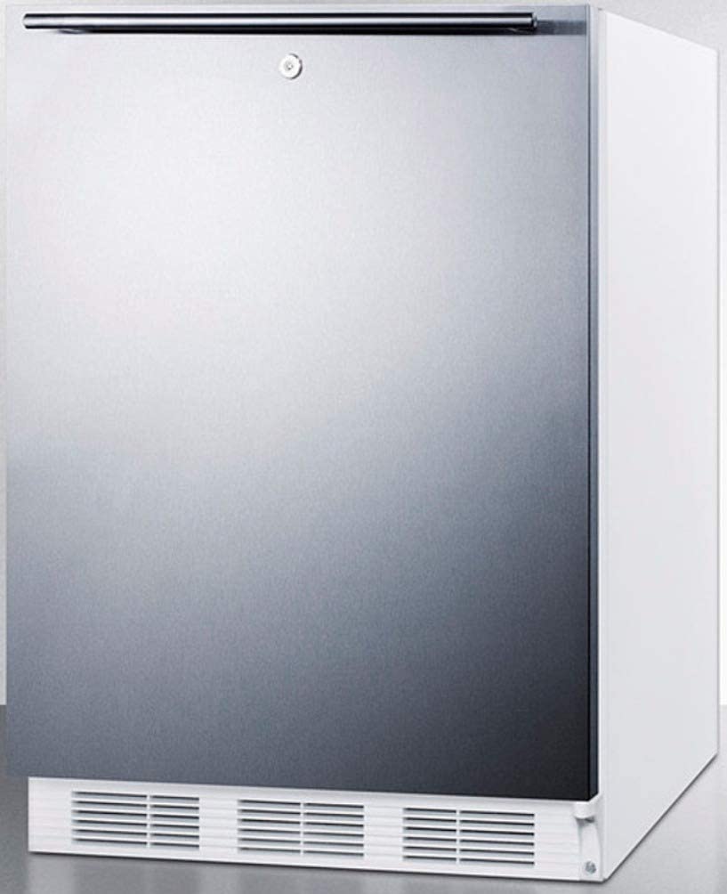 Summit Appliance FF6LWBI7SSHHADA ADA Compliant Commercial All-Refrigerator for General Purpose Use with Auto Defrost, Lock, Stainless Steel Door, Horizontal Handle and White Cabinet