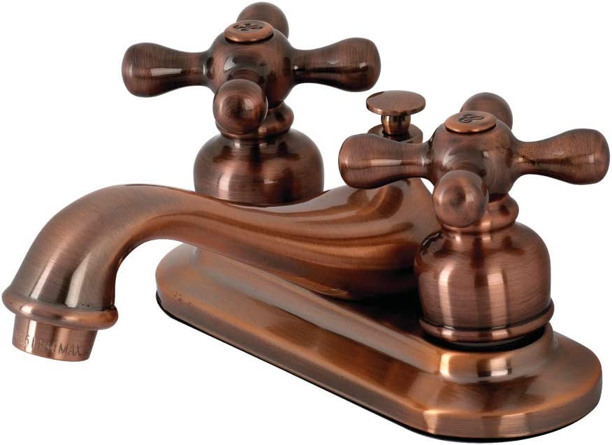 Kingston Brass KB606AX Restoration 4&#34; Centerset Bathroom Faucet, Antique Copper