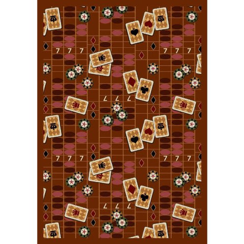 Joy Carpets Games People Play Feeling Lucky Gaming Area Rugs, 64-Inch by 92-Inch by 0.36-Inch, Rust