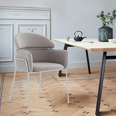 Puma Contemporary Dining Chair in Black Powder Coated Finish with Grey Velvet and Black Brushed Wood Finish