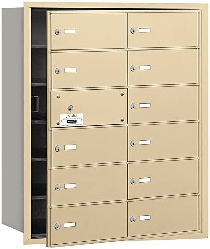 Salsbury Industries 3612SFP 4B Plus Horizontal Mailbox with Master Commercial Lock, 12 B Doors 11 Usable, Front Loading, Private Access, Sandstone