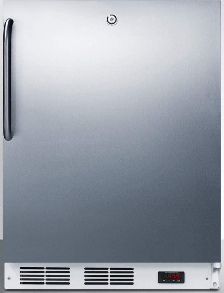 Summit Appliance VT65ML7SSTBADA ADA Compliant Commercial Medical All-Freezer Capable of -25Ã‚ÂºC Operation with Lock, Manual Defrost, Wrapped Stainless Steel Door, Towel Bar Handle and White Cabinet