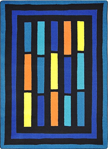 Joy Carpets Kid Essentials Traffic Jam Teen Area Rugs, 64-Inch by 92-Inch by 0.36-Inch, Blue
