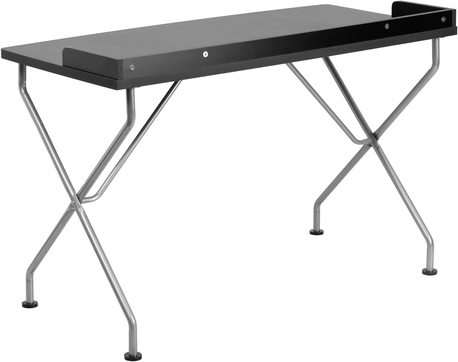 Flash Furniture Black Computer Desk with Raised Border and Silver Metal Frame