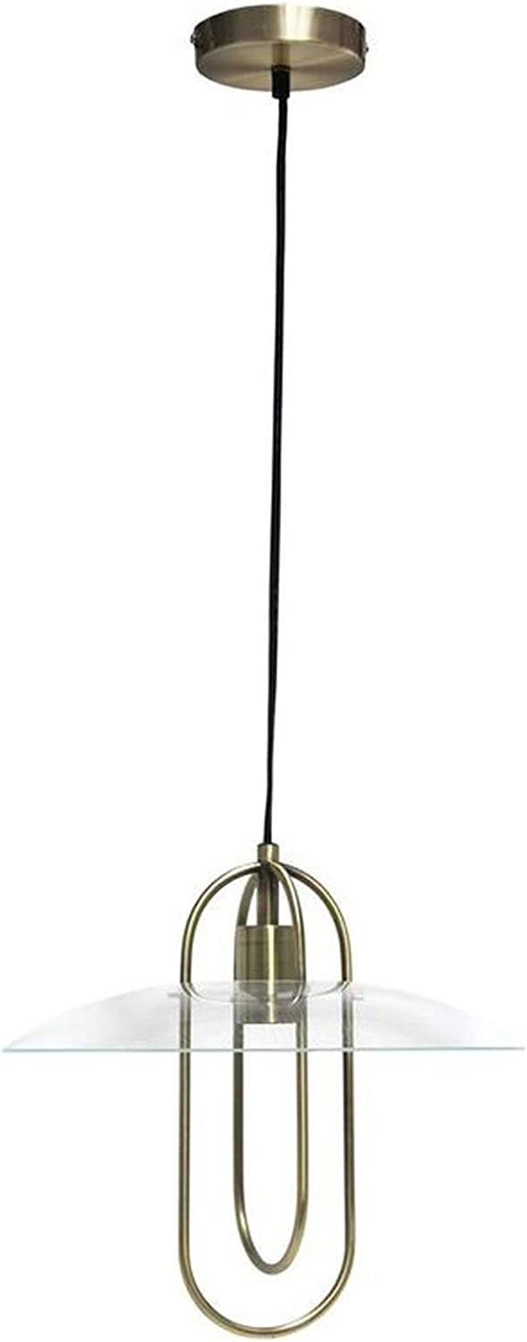 Lalia Home 1 Light Elongated Design Metal Pendant Light with Clear Glass Shade - Antique Brass