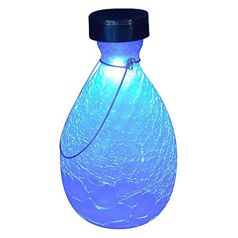Achla Designs SL-SV01BLL 0000 Solar Powered Round Glass Hanging Lantern-Decorative Outdoor Light, Blue Lapis