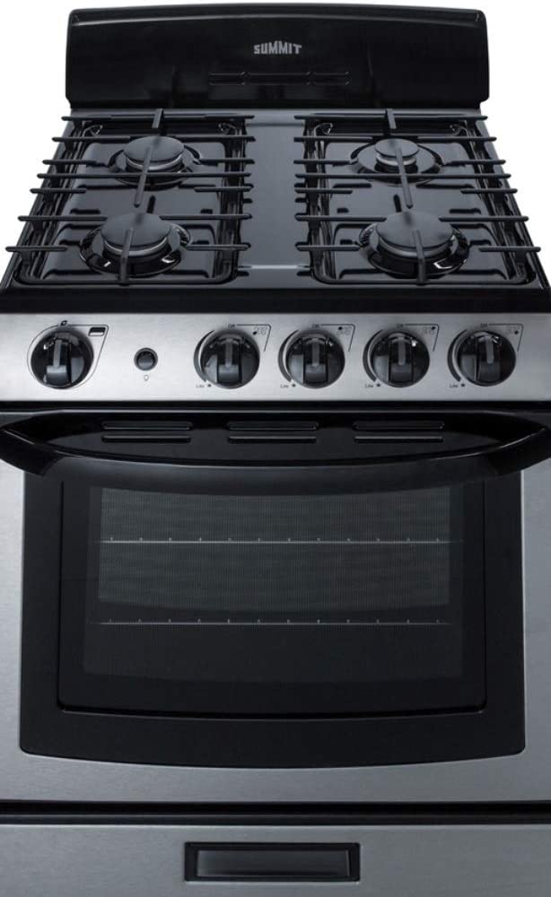 Summit PRO247SS 24&#34;&#34; Freestanding Gas Range with 4 Sealed Burners 2.9 cu. ft. Oven Capacity LP Convertible Continuous Grates in Stainless Steel