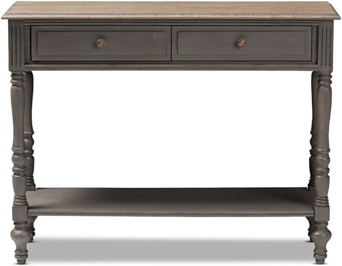 Baxton Studio Noemie Country Cottage Farmhouse Brown Finished 2-Drawer Console Table