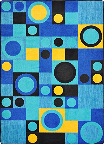 Joy Carpets Kid Essentials City Block Teen Area Rugs, 64-Inch by 92-Inch by 0.36-Inch, Blue