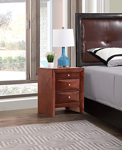 Marilla 3-Drawer Cherry Nightstand (28 in. H x 17 in. W x 23 in. D)