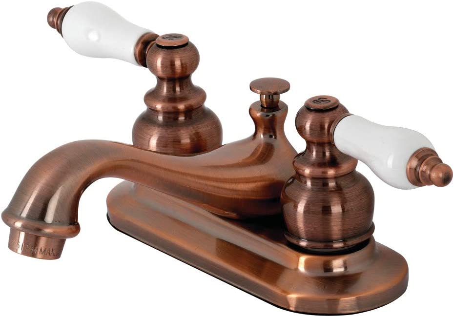 Kingston Brass KB606PL Restoration 4&#34; Centerset Bathroom Faucet, Antique Copper