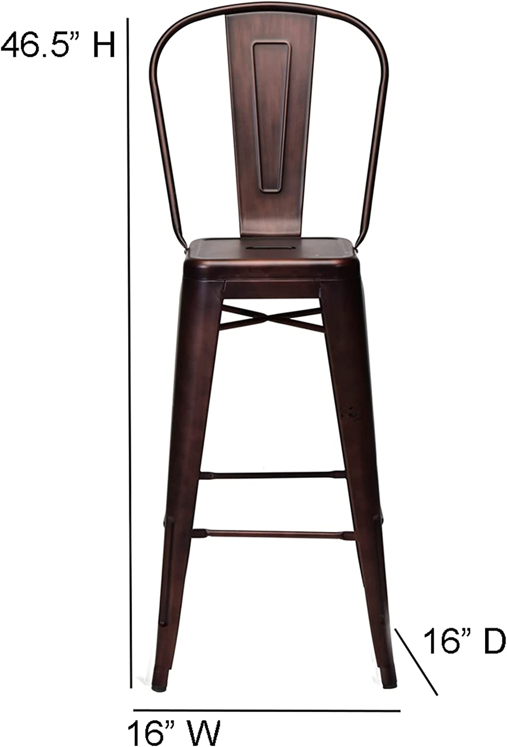 Commercial Seating Products Oscar Metal Bar Stool Chairs, Rose Gold