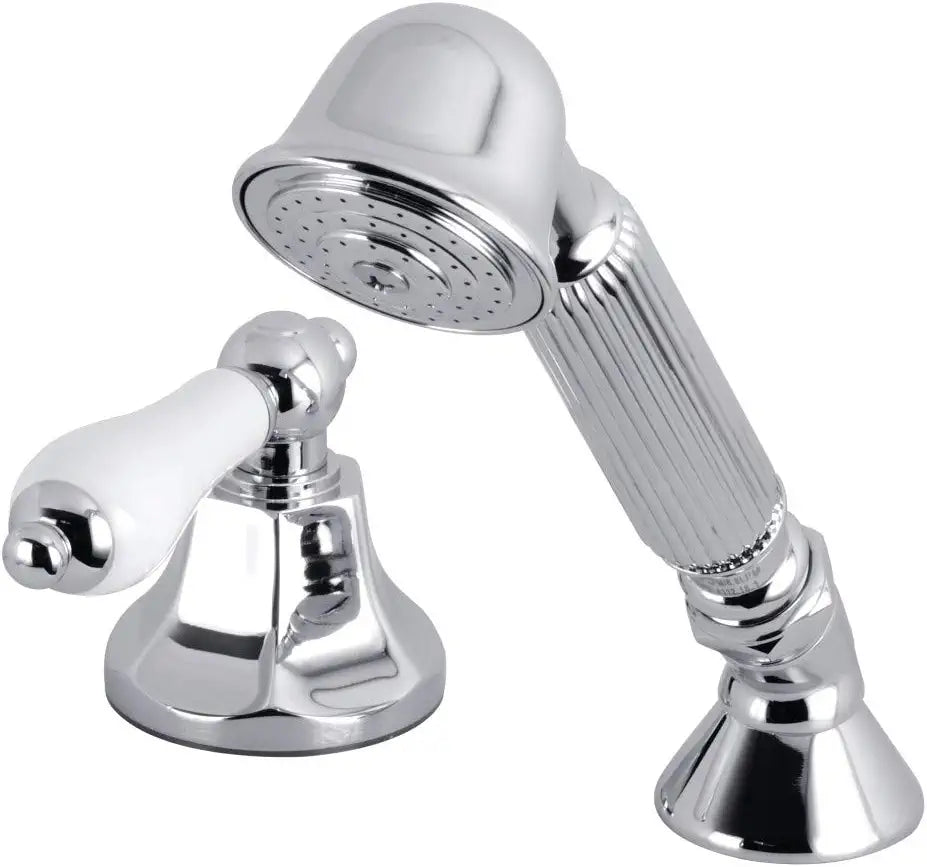 Kingston Brass KSK4301PLTR Deck Mount Hand Shower with Diverter for Roman Tub Faucet, Polished Chrome