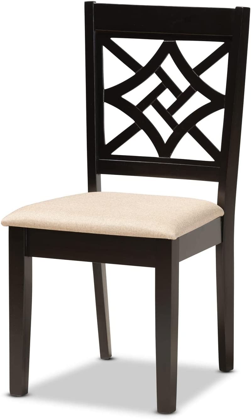 Baxton Studio Nicolette Modern and Contemporary Sand Fabric Upholstered and Dark Brown Finished Wood 5-Piece Dining Set