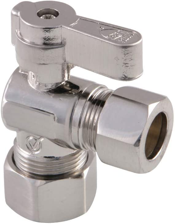 Kingston Brass KF5440SN 5/8-Inch X 1/2-Inch OD Comp Angle Stop Valve, Brushed Nickel